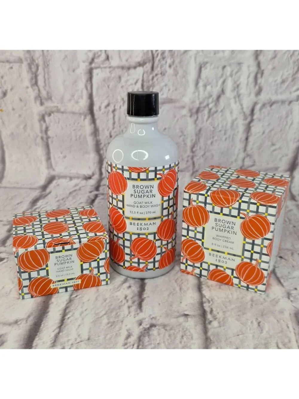 Beekman 1802 Brown Sugar Pumpkin Goat Milk Set Hand & Body Wash 12.5 fl oz Whipp